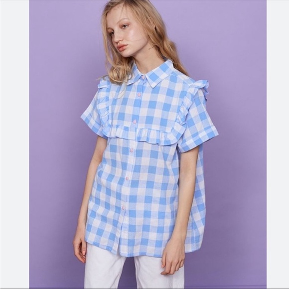 Lazy Oaf Ruffle Gingham Check Shirt - Picture 3 of 7
